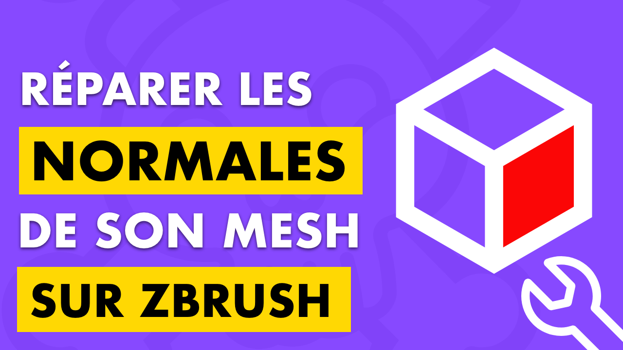Bannière violette pour l'article : Comment corriger les normales de son mesh sur zbrush